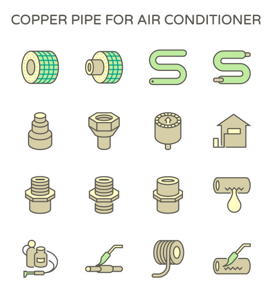 空调安装工具矢量图标设置设计，可编辑笔画。图片下载