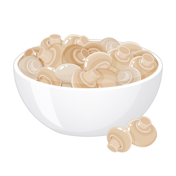 白底新鲜蘑菇。卡通风格。矢量插图。孤立在白色的。对象用于包装、广告、菜单。图片下载