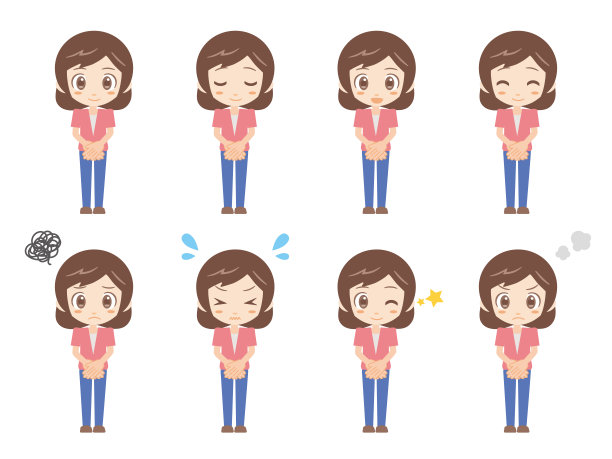 手牵手的女性正面插画图片下载