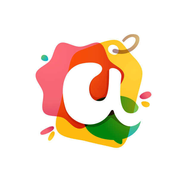 字母A标志与销售标签图标。水彩叠加样式。负空间字体。图片下载