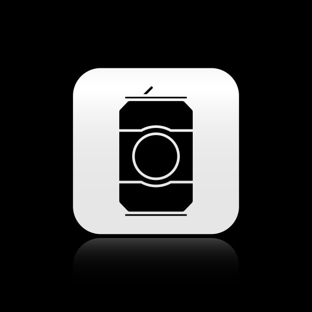 黑啤酒罐图标孤立在黑色背景图片下载