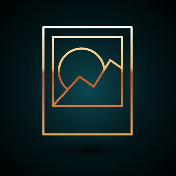 金线相框图标孤立在深蓝色图片下载