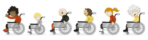 快乐的残疾人在轮椅组图片下载
