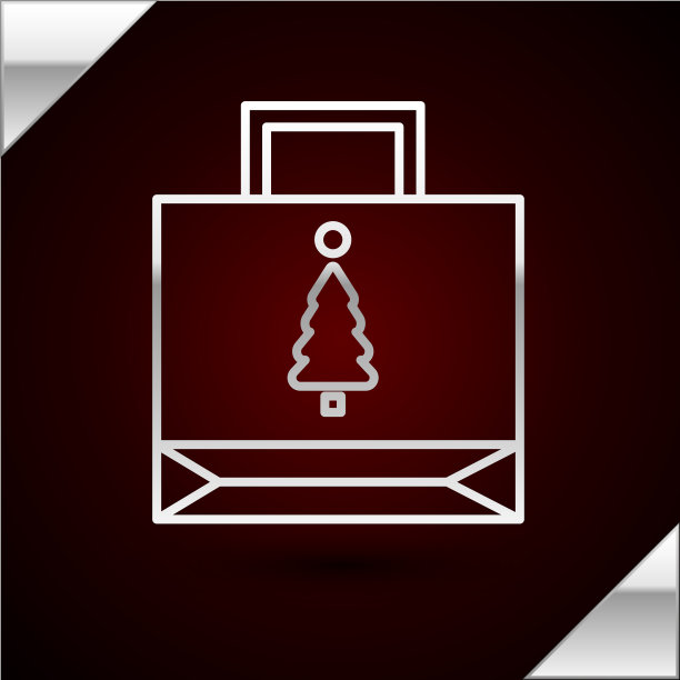 银线圣诞纸购物袋图标图片下载