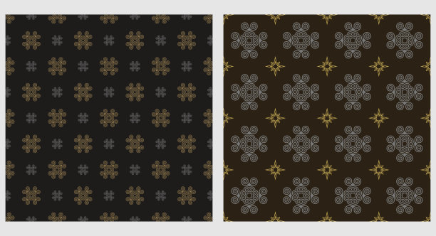 两个黑色的几何图案。现代风格。图片中使用的颜色:黑色、金色、灰色。矢量图形图片下载