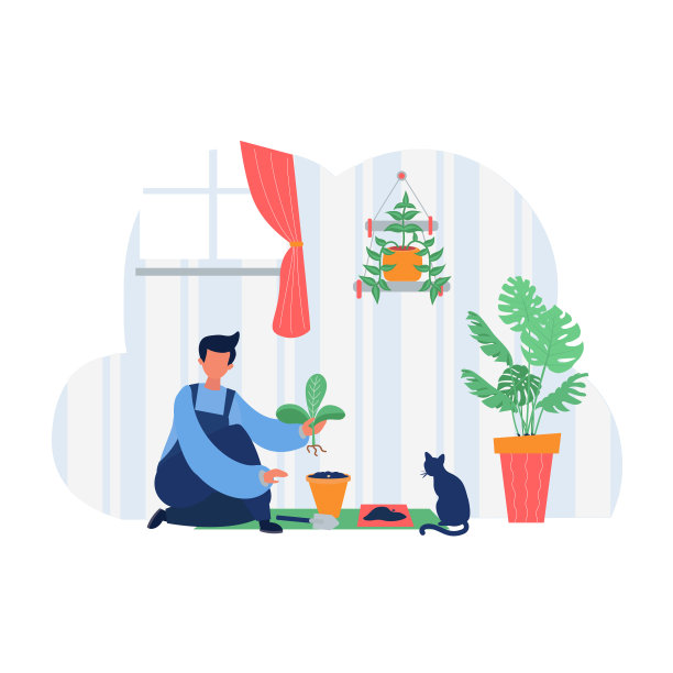 园艺人的爱好。年轻人在花盆里种花。家庭花园的概念。图片下载