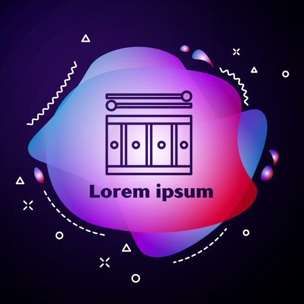 紫线鼓与鼓棍图标隔离图片下载