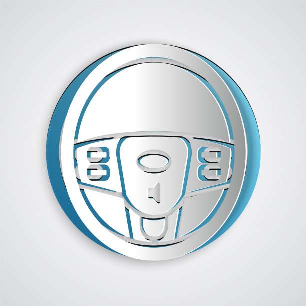 剪纸方向盘图标孤立在灰色图片下载