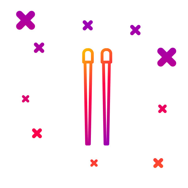 颜色线食物筷子图标孤立在白色图片下载