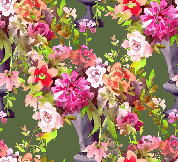 水彩植物无缝图案图片下载