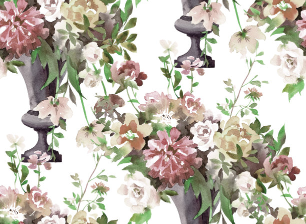 水彩植物无缝图案图片下载