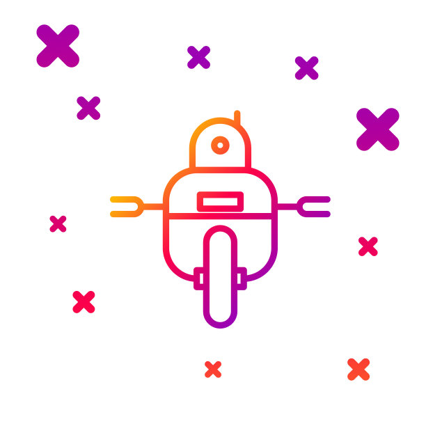 彩色线机器人图标隔离在白色背景图片下载