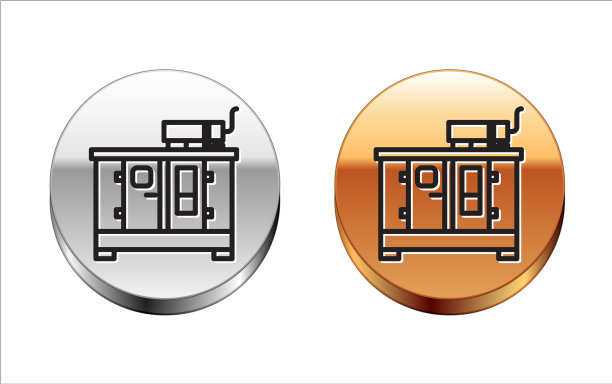 黑线柴油发电机图标隔离图片下载