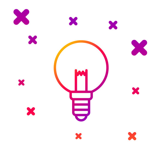 彩色线条灯泡与概念概念图标图片下载