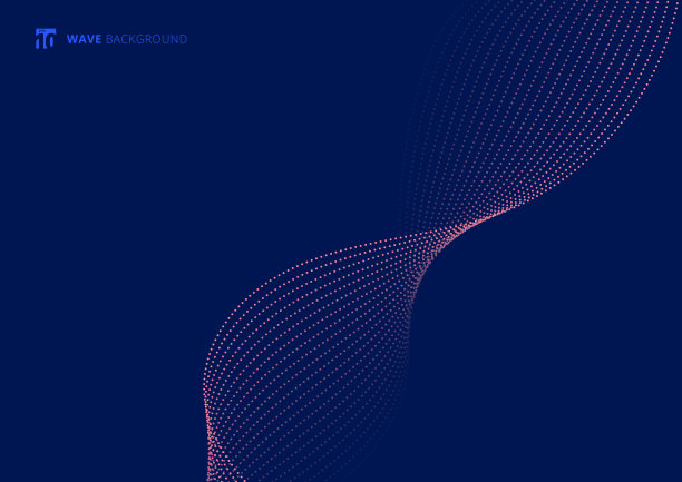 抽象的粉红点，蓝色背景上的波流粒子图片下载