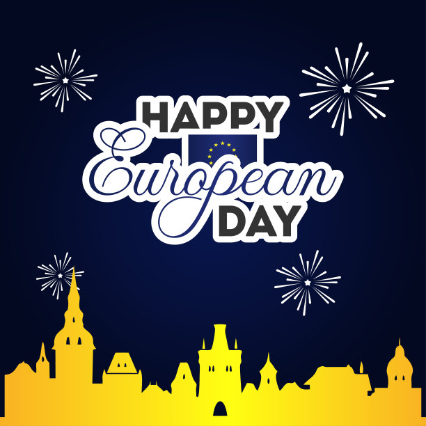 庆祝时刻的欧洲日矢量设计插图图片下载