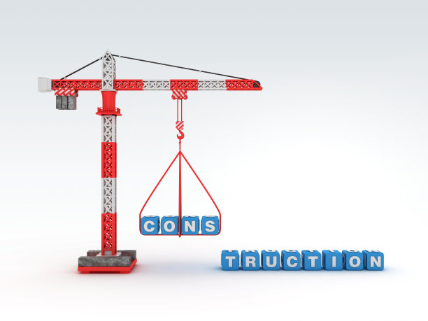 塔吊与建设字黑板背景- 3D渲染图片下载