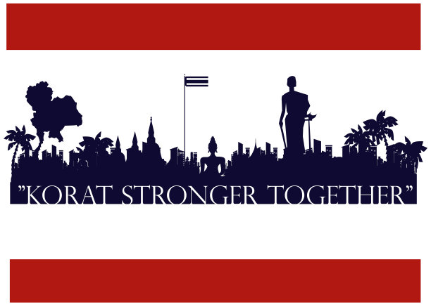 泰国旅游地标——“Korat Stronger Together”文本——旗帜现代的理念和概念。图片下载