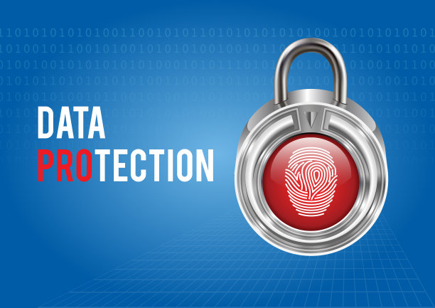 用指纹描述数据安全系统的矢量图形。图片下载