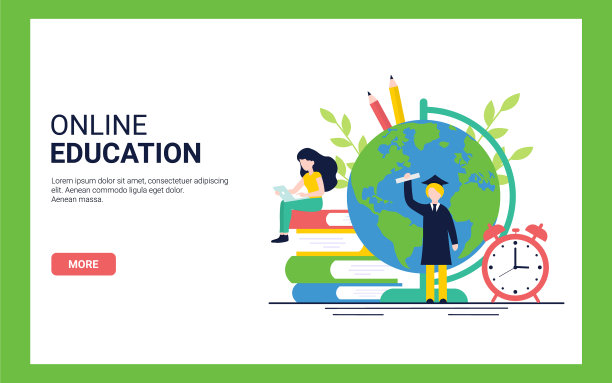 在线教育全球书籍时钟图片下载