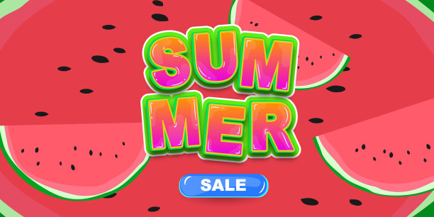 夏季销售西瓜问候语背景。庆祝矢量插图。海报，旗帜矢量插图和设计海报卡，图片下载