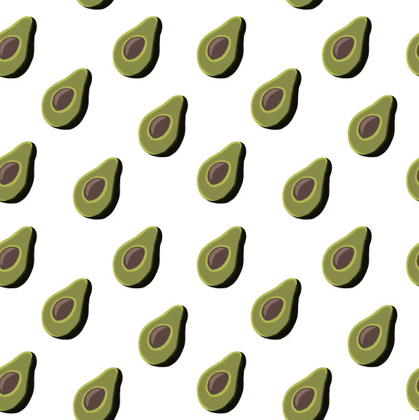 无缝模式的一半鳄梨在白色的背景。图片下载