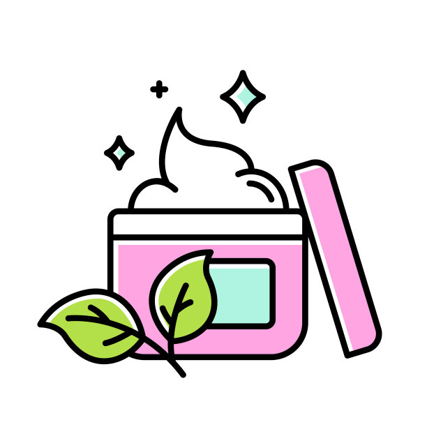 天然面霜瓶颜色图标。护肤产品。尼泊金、化学免费。面部保湿、保湿乳液。皮肤治疗。有机化妆品。孤立的矢量图图片下载