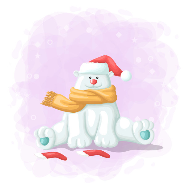 卡通可爱的北极熊圣诞快乐图片下载