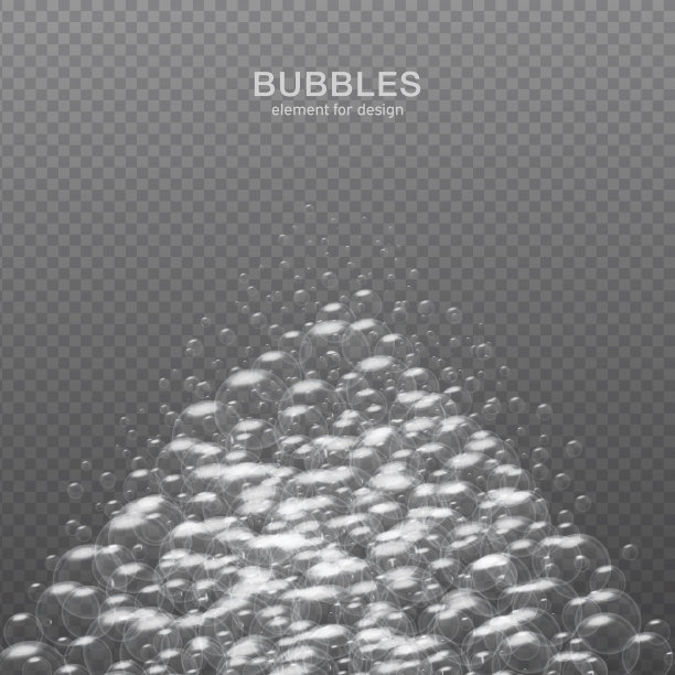 白色的水泡在透明的背景反射。集。矢量图图片下载