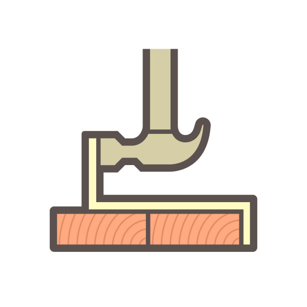 木地板结构和锤矢量图标设计。图片下载