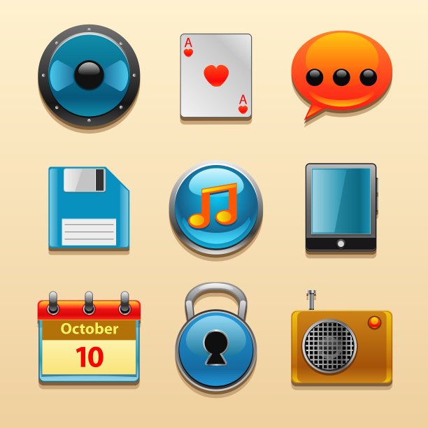 图标为Web和移动应用程序集图片下载