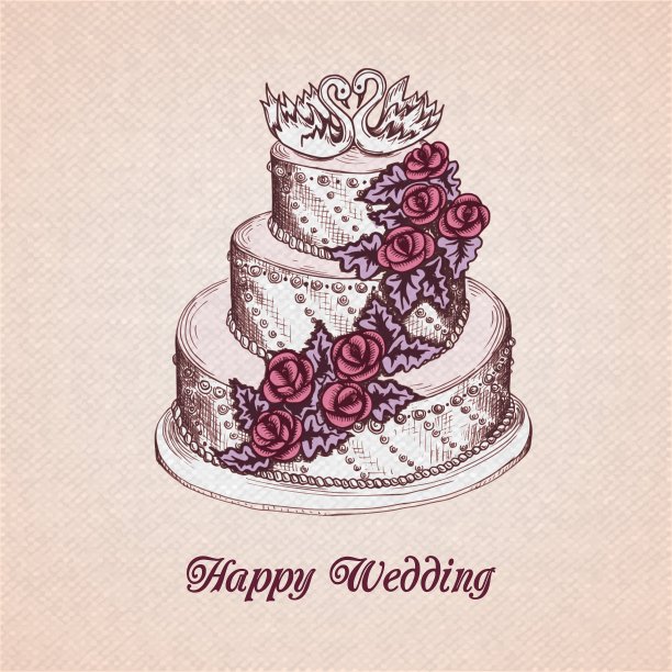 婚礼蛋糕卡图片下载