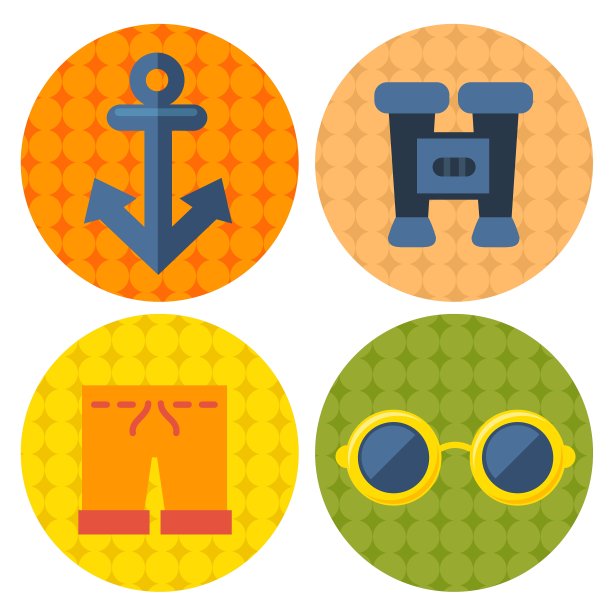 海滩项目图标在平面设计图片下载