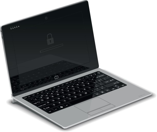 平板电脑左侧视图与银色键盘基座图片下载