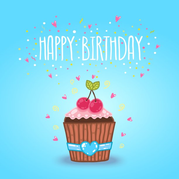 带小蛋糕的生日贺卡背景图片下载