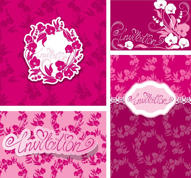 一套印有兰花花和手的贺卡图片下载