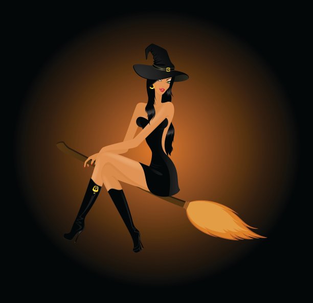 扫帚上的女巫图片下载