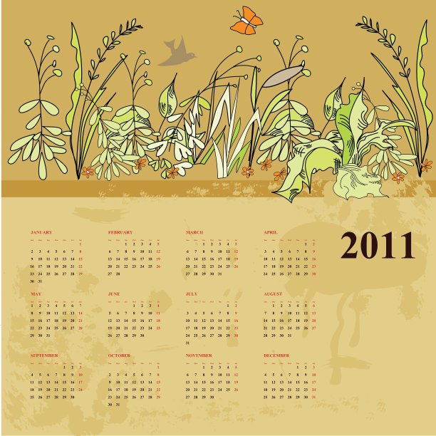 2011年份日历图片下载