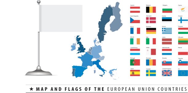 欧盟地图和旗帜图片下载