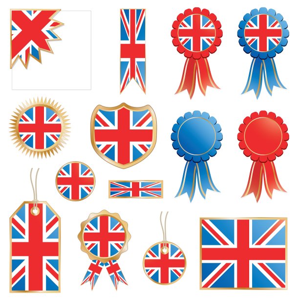 英国国旗和玫瑰花环图片下载