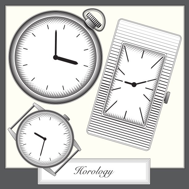 雕刻风格图片手表收藏向量图片下载