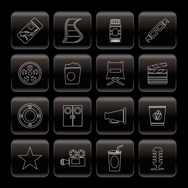 排队电影院和电影图标图片下载