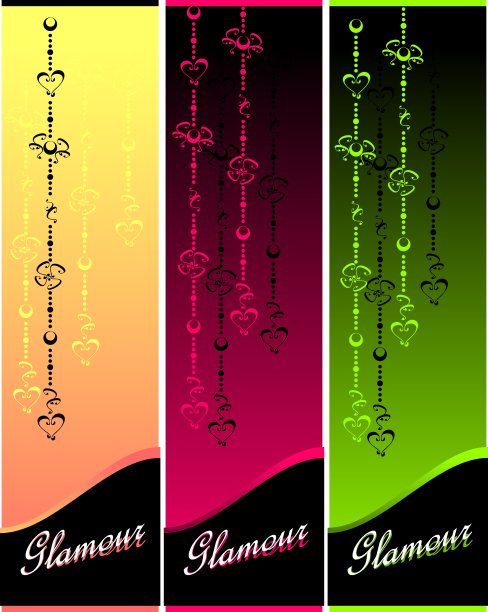 用心形和流动来装饰魅力的横幅或标签图片下载