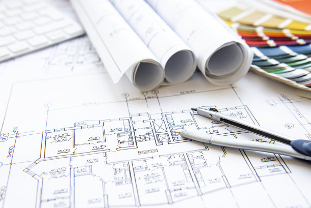 建筑师工作场所俯视图图片下载