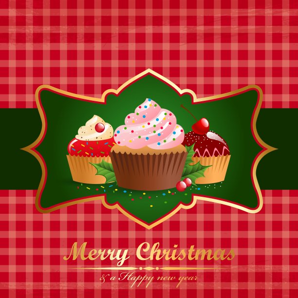 圣诞复古背景与糕点图片下载