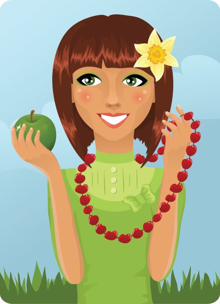 生态女孩与浆果项链图片下载
