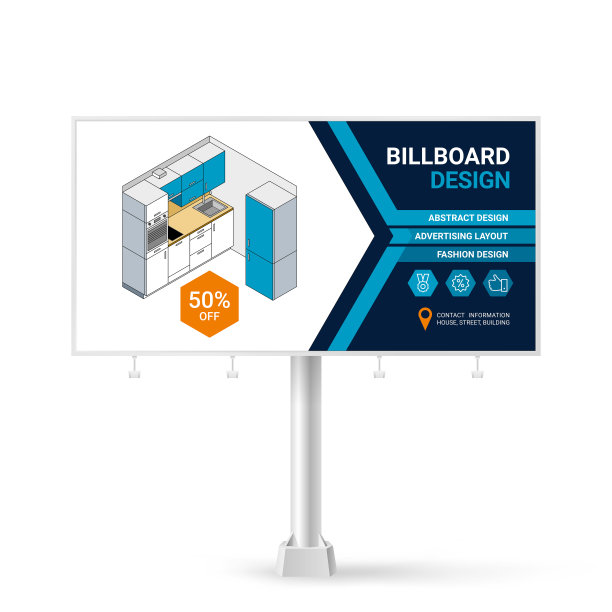户外广告创意设计，时尚几何背景的照片和文字。产品推广的横幅模板。图片下载