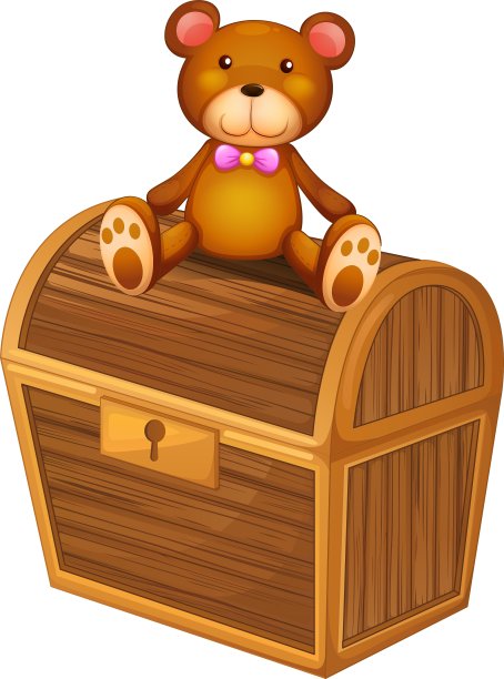 一只熊在一个宝箱的顶部图片下载