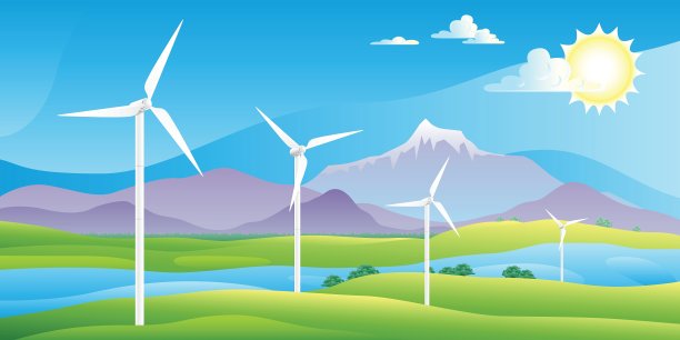 风力涡轮机农场景观图片下载