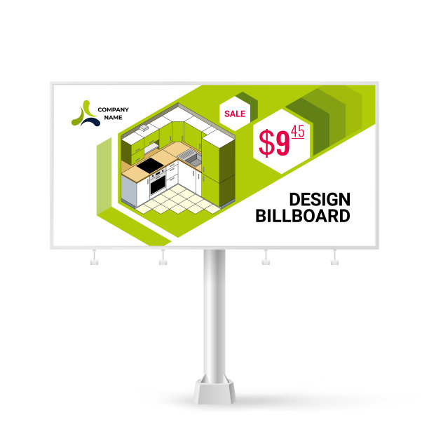 户外广告创意设计，时尚几何背景的照片和文字。产品推广的横幅模板。图片下载